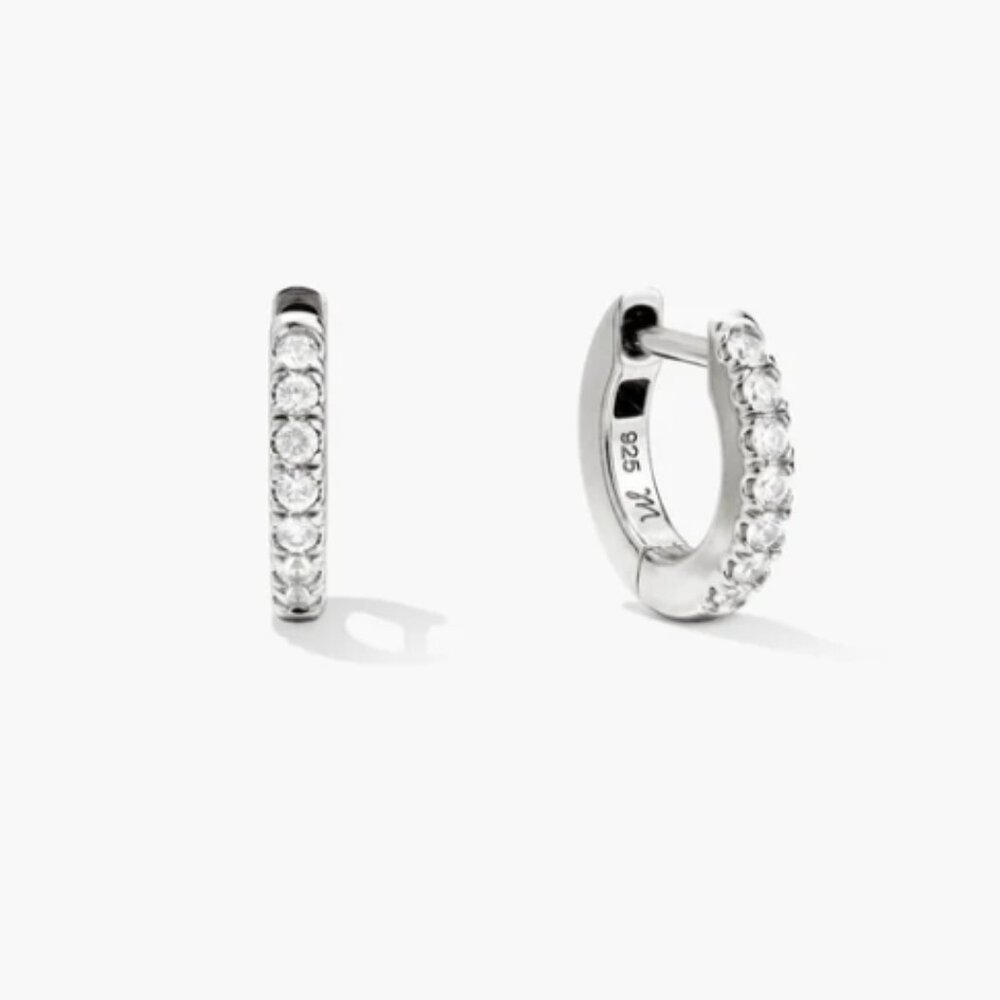 Mejuri Pavé Lab Grown Sapphire Huggie Hoops